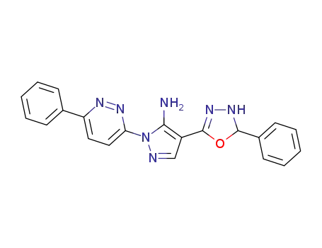 Molecular Structure of 1649475-28-4 (4-(5-phenyl-4,5-dihydro-[1,3,4]oxadiazol-2-yl)-2-(6-phenylpyridazin-3-yl)-2H-pyrazole-3-ylamine)