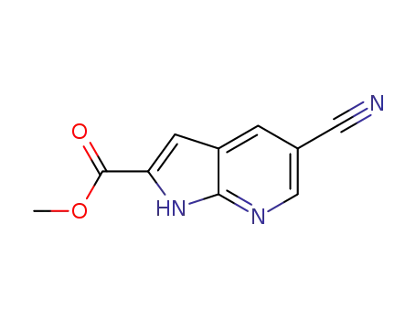 Molecular Structure of 952182-16-0 (METHYL 5-CYANO-1H-PYRROLO[2,3-B]PYRIDINE-2-CARBOXYLATE)