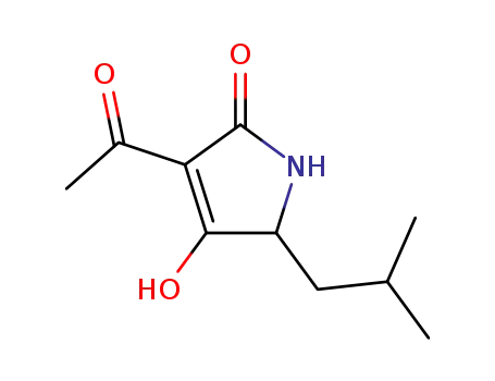Molecular Structure of 2113-88-4 (4-acetyl-5-hydroxy-2-(2-methylpropyl)-1,2-dihydro-3H-pyrrol-3-one)