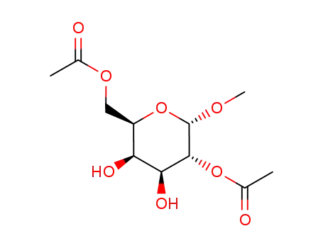 Molecular Structure of 116187-86-1 (((2R,3R,4S,5R,6S)-5-acetoxy-3,4-dihydroxy-6-methoxytetrahydro-2H-pyran-2-yl)methyl acetate)