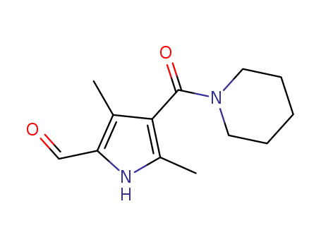 Molecular Structure of 1309935-11-2 (3,5-dimethyl-4-(piperidin-1-ylcarbonyl)-1H-pyrrole-2-carbaldehyde)