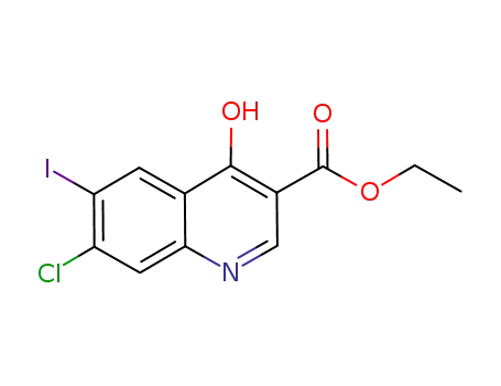 Molecular Structure of 1021913-01-8 (7-Chloro-4-hydroxy-6-iodo-quinoline-3-carboxylic acid ethyl ester)