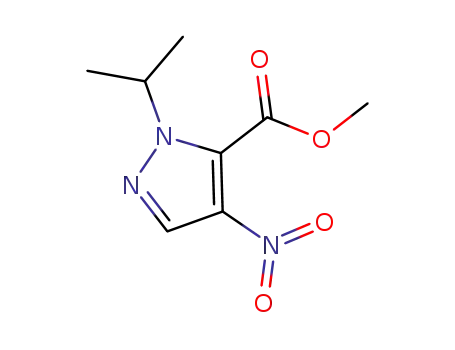 Molecular Structure of 923283-86-7 (1H-Pyrazole-5-carboxylic acid, 1-(1-methylethyl)-4-nitro-, methyl ester)