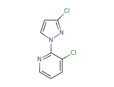 Molecular Structure of 458543-78-7 (3-CHLORO-2-(3-CHLORO-PYRAZOL-1-YL)-PYRIDINE)