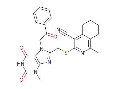 1-methyl-3-({[3-methyl-2,6-dioxo-7-(2-oxo-2-phenylethyl)-2,3,6,7-tetrahydro-1H-purin-8-yl]methyl}thio)-5,6,7,8-tetrahydroisoquinoline-4-carbonitrile