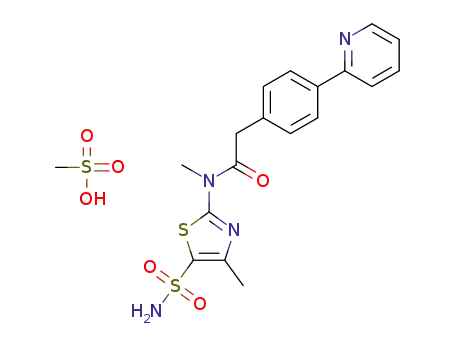 Molecular Structure of 1428333-96-3 (N-[5-(aminosulfonyl)-4-methyl-1,3-thiazol-2-yl]-N-methyl-2-[4-(2-pyridinyl)-phenyl]acetamide mono methanesulfonic acid)