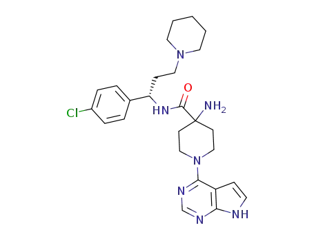 4-amino-N-[(1S)-1-(4-chlorophenyl)-3-piperidin-1-ylpropyl]-1-(7H-pyrrolo[2,3-d]pyrimidin-4-yl)piperidine-4-carboxamide