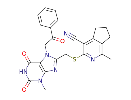 1-methyl-3-({[3-methyl-2,6-dioxo-7-(2-oxo-2-phenylethyl)-2,3,6,7-tetrahydro-1H-purin-8-yl]methyl}-thio)-6,7-dihydro-5H-cyclopenta[c]pyridine-4-carbonitrile