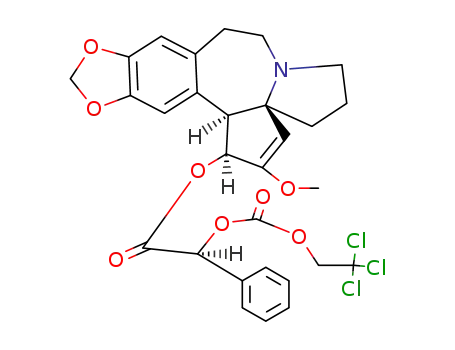 Molecular Structure of 61586-85-4 ((<i>S</i>)-phenyl-(2,2,2-trichloro-ethoxycarbonyloxy)-acetic acid (3a<i>R</i>)-2-methoxy-(3a<i>r</i><i>C</i><sup>4</sup>,14b<i>c</i>)-1,5,6,8,9,14b-hexahydro-4<i>H</i>-cyclopenta[<i>b</i>][1,3]dioxolo[4',5':4,5]benzo[1,2-<i>d</i>]pyrrolo[1,2-<i>a</i>]azepin-1<i>t</i>-yl ester)