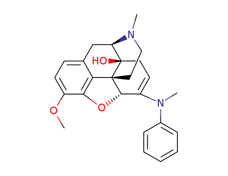 Molecular Structure of 101634-01-9 (4,5α-epoxy-3-methoxy-17-methyl-6-(<i>N</i>-methyl-anilino)-morphin-6-en-14-ol)