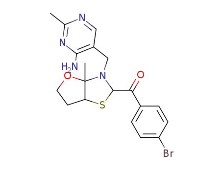 Molecular Structure of 16018-99-8 ([3-(4-amino-2-methyl-pyrimidin-5-ylmethyl)-3a-methyl-hexahydro-furo[2,3-<i>d</i>]thiazol-2-yl]-(4-bromo-phenyl)-methanone)