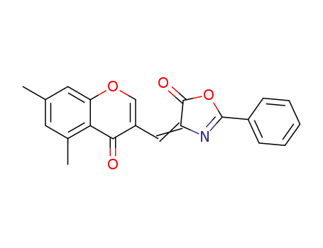 Molecular Structure of 62484-61-1 (5(4H)-Oxazolone,
4-[(5,7-dimethyl-4-oxo-4H-1-benzopyran-3-yl)methylene]-2-phenyl-)