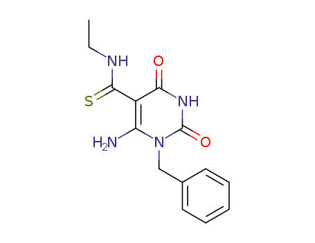 Molecular Structure of 60663-65-2 (6-amino-1-benzyl-N-ethyl-2,4-dioxo-1,2,3,4-tetrahydropyrimidine-5-carbothioamide)