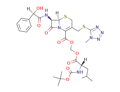 (6<i>R</i>)-7<i>t</i>-((<i>R</i>)-2-hydroxy-2-phenyl-acetylamino)-3-(1-methyl-1<i>H</i>-tetrazol-5-ylsulfanylmethyl)-8-oxo-(6<i>r</i><i>H</i>)-5-thia-1-aza-bicyclo[4.2.0]oct-2-ene-2-carboxylic acid <i>N</i>-<i>tert</i>-butoxycarbonyl-<i>L</i>-leucyloxymethyl ester