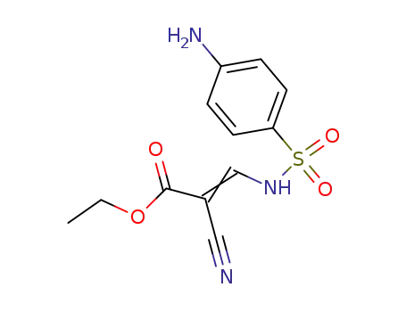 Molecular Structure of 61679-72-9 (2-Propenoic acid, 3-[[(4-aminophenyl)sulfonyl]amino]-2-cyano-, ethyl
ester)
