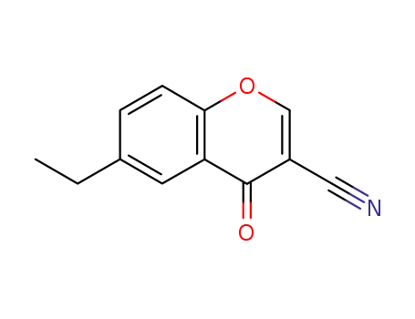 Molecular Structure of 50743-19-6 (6-ETHYL-4-OXO-4H-1-BENZOPYRAN-3-CARBO-NI TRILE, 99)