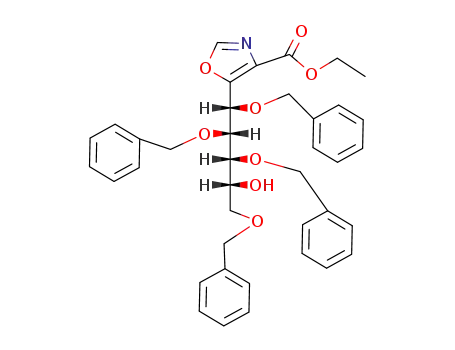 Molecular Structure of 62640-98-6 (5-(<i>D</i><sub>r</sub>-1<i>c</i><sub>F</sub>,2<i>t</i><sub>F</sub>,3<i>c</i><sub>F</sub>,5-tetrakis-benzyloxy-4<i>r</i><sub>F</sub>-hydroxy-pent-<i>cat</i><sub>F</sub>-yl)-oxazole-4-carboxylic acid ethyl ester)