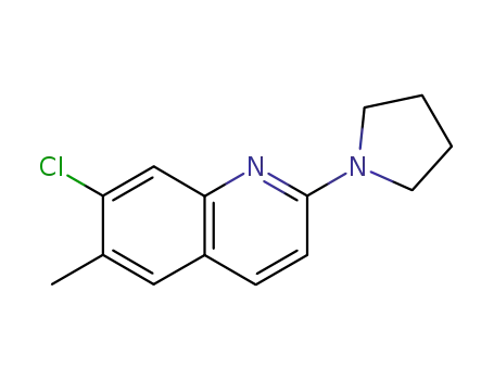 Molecular Structure of 79489-63-7 (7-Chloro-6-methyl-2-(1-pyrrolidinyl)quinoline)