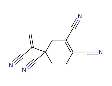 Molecular Structure of 41793-19-5 (1-Cyclohexene-1,2,4-tricarbonitrile, 4-(1-cyanoethenyl)-)