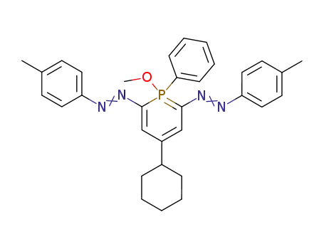 <i>N</i>',<i>N</i>'''-di-<i>p</i>-tolyl-<i>N</i>,<i>N</i>''-(4-cyclohexyl-1-methoxy-1-phenyl-1λ<sup>5</sup>-phosphinine-2,6-diyl)-bis-diazene