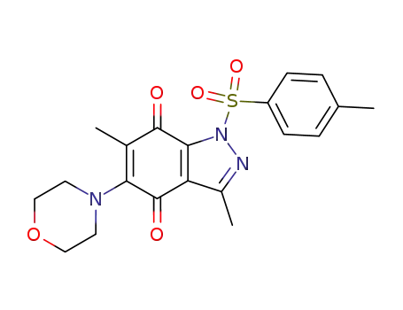 Molecular Structure of 59106-15-9 (1H-Indazole-4,7-dione,
3,6-dimethyl-1-[(4-methylphenyl)sulfonyl]-5-(4-morpholinyl)-)