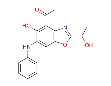 1-[6-anilino-5-hydroxy-2-(1-hydroxy-ethyl)-benzooxazol-4-yl]-ethanone