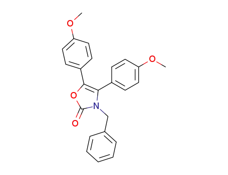 Molecular Structure of 62858-76-8 (2(3H)-Oxazolone, 4,5-bis(4-methoxyphenyl)-3-(phenylmethyl)-)