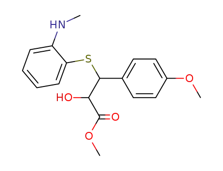 Molecular Structure of 31966-75-3 (2-Hydroxy-3-(4-methoxy-phenyl)-3-(2-methylamino-phenylsulfanyl)-propionic acid methyl ester)