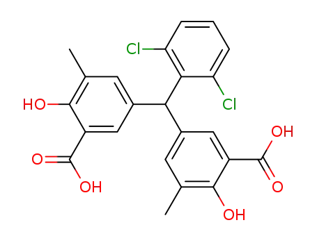 Molecular Structure of 54668-93-8 (5,5'-(2,6-Dichlorobenzylidene)bis(3-methylsalicylic acid))