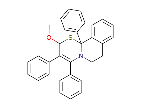 Molecular Structure of 71612-04-9 (2-Methoxy-3,4,11b-triphenyl-7,11b-dihydro-2H,6H-<1.3>thiazino<2.3-a>isochinolin)