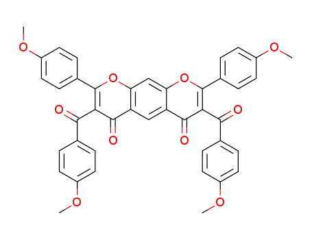 Molecular Structure of 858790-28-0 (3,7-bis-(4-methoxy-benzoyl)-2,8-bis-(4-methoxy-phenyl)-pyrano[3,2-<i>g</i>]chromene-4,6-dione)