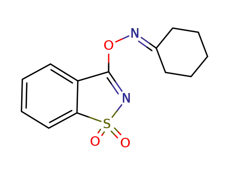 Molecular Structure of 13618-13-8 (cyclohexanone <i>O</i>-(1,1-dioxo-1<i>H</i>-1λ<sup>6</sup>-benzo[<i>d</i>]isothiazol-3-yl)-oxime)