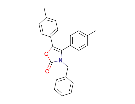 Molecular Structure of 62858-77-9 (2(3H)-Oxazolone, 4,5-bis(4-methylphenyl)-3-(phenylmethyl)-)