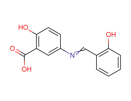 Molecular Structure of 100211-96-9 (Benzoic acid, 2-hydroxy-5-[[(2-hydroxyphenyl)methylene]amino]-)