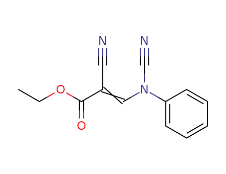 Molecular Structure of 61709-36-2 (2-Propenoic acid, 2-cyano-3-(cyanophenylamino)-, ethyl ester)