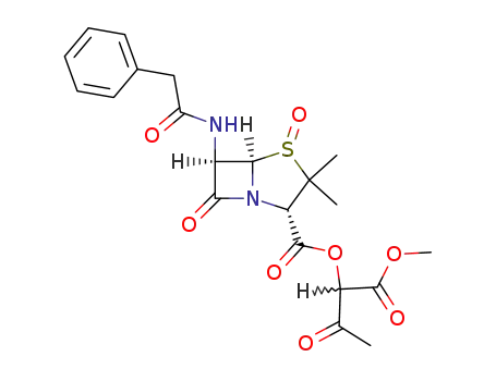 Molecular Structure of 59176-12-4 (4-Thia-1-azabicyclo[3.2.0]heptane-2-carboxylic acid,
3,3-dimethyl-7-oxo-6-[(phenylacetyl)amino]- (2S,5R,6R)-,
1-(methoxycarbonyl)-2-oxopropyl ester, 4-oxide)