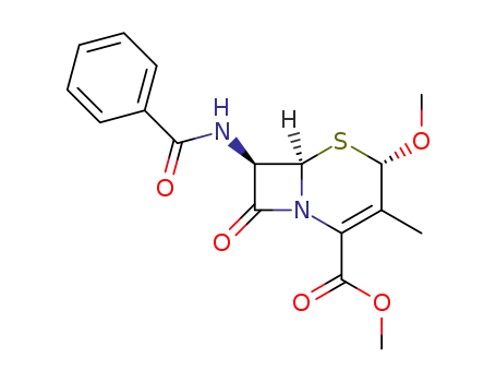 (6<i>R</i>)-7<i>t</i>-benzoylamino-4<i>c</i>-methoxy-3-methyl-8-oxo-(6<i>r</i><i>H</i>)-5-thia-1-aza-bicyclo[4.2.0]oct-2-ene-2-carboxylic acid methyl ester