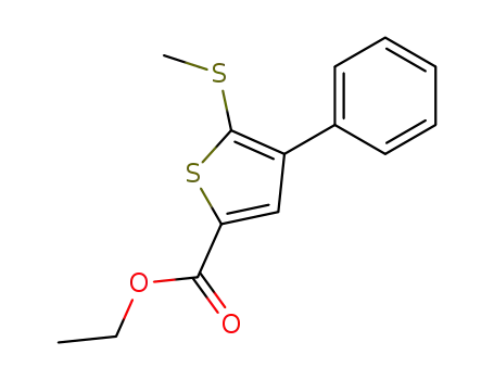 Molecular Structure of 92802-14-7 (2-Thiophenecarboxylic acid, 5-(methylthio)-4-phenyl-, ethyl ester)