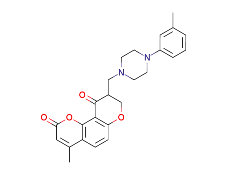 2H,10H-Benzo(1,2-b:3,4-b')dipyran-2,10-dione, 8,9-dihydro-4-methyl-9-((4-(3-methylphenyl)-1-piperazinyl)methyl)-