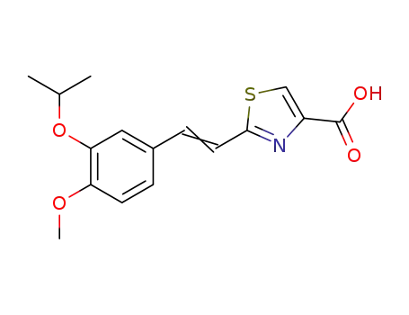 Molecular Structure of 99661-66-2 (2-{(E)-2-[4-methoxy-3-(1-methylethoxy)phenyl]ethenyl}-1,3-thiazole-4-carboxylic acid)
