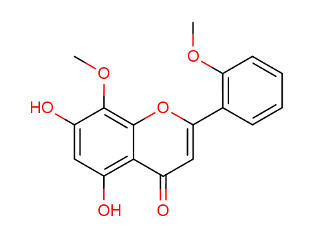 Molecular Structure of 95480-81-2 (4H-1-Benzopyran-4-one,
5,7-dihydroxy-8-methoxy-2-(2-methoxyphenyl)-)