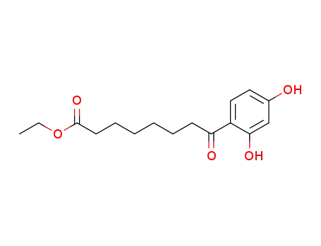 Molecular Structure of 133535-25-8 (8-(2,4-Dihydroxy-phenyl)-8-oxo-octanoic acid ethyl ester)