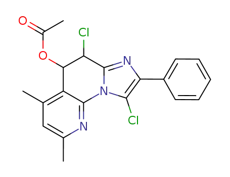 Imidazo[1,2-a][1,8]naphthyridin-5-ol,
6,9-dichloro-5,6-dihydro-2,4-dimethyl-8-phenyl-, acetate (ester), cis-