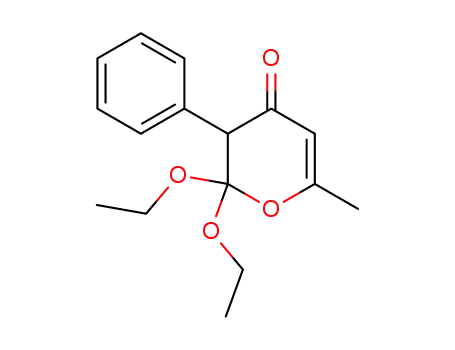 Molecular Structure of 89204-53-5 (4H-Pyran-4-one, 2,2-diethoxy-2,3-dihydro-6-methyl-3-phenyl-)