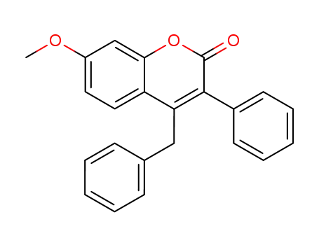 Molecular Structure of 147198-49-0 (4-benzyl-7-methoxy-3-phenyl-2H-1-benzopyran-2-one)