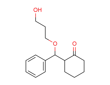 Molecular Structure of 124062-30-2 (Cyclohexanone, 2-[(R)-(3-hydroxypropoxy)phenylmethyl]-, (2R)-rel-)