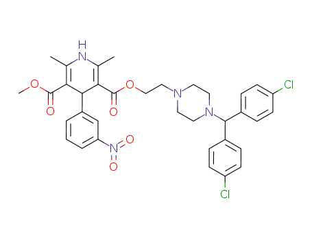 3,5-Pyridinedicarboxylic acid,  1,4-dihydro-2,6-dimethyl-4-(3-nitrophenyl)-,  2-[4-[bis(4-chlorophenyl)methyl]-1-piperazinyl]ethyl methyl ester