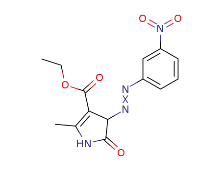 Molecular Structure of 145888-67-1 (2-Methyl-4-(3-nitro-phenylazo)-5-oxo-4,5-dihydro-1H-pyrrole-3-carboxylic acid ethyl ester)