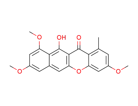 Molecular Structure of 83375-27-3 (12H-Benzo[b]xanthen-12-one, 11-hydroxy-3,8,10-trimethoxy-1-methyl-)