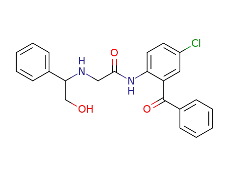 Molecular Structure of 126517-41-7 (Acetamide,
N-(2-benzoyl-4-chlorophenyl)-2-[(2-hydroxy-1-phenylethyl)amino]-, (R)-)